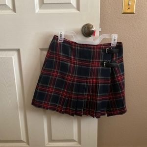 Checkered Wool Mini Skirt with leather belts